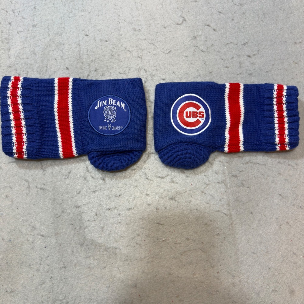 Chicago Cubs Jim Beam Drink Smart Knit Beverage Beer Mittens Blue‎ Red White MLB